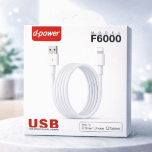 Câble USB / Lightning – D-power F6000 – 1M Blanc