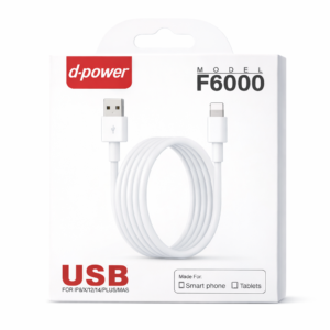 Câble USB vers Lightning – D-power F6000 1m Blanc