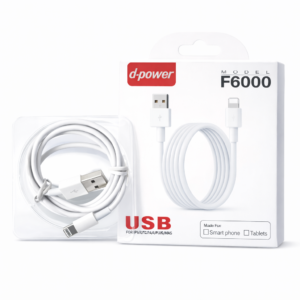 Câble USB vers Lightning – D-power F6000 1m Blanc