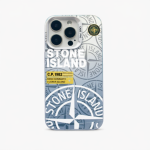 Coque IPhone argentée personnalisée Stone Island