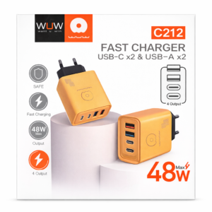 Chargeur Rapide 48W C212 – 4 Ports (USB-C x2 + USB-A x2)