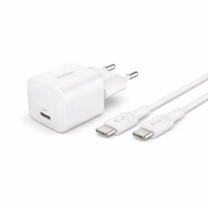 Chargeur secteur BELKIN USB-C 25W + Câble USB-C – Blanc