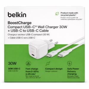 Chargeur USB-C 30W BELKIN Charge Rapide + câble USB-C
