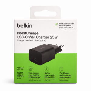 Chargeur Secteur BELKIN USB-C 25W – Recharge rapide Noir