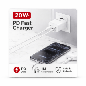 Chargeur Rapide USB-C PD 20W – Double Port (USB-C + USB-A)