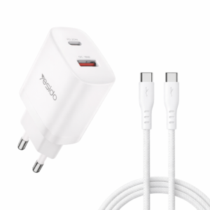Chargeur Rapide USB-C PD 20W – Double Port (USB-C + USB-A)