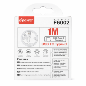 Câble USB vers Type-C d-power – 1M – Charge rapide et transfert de données