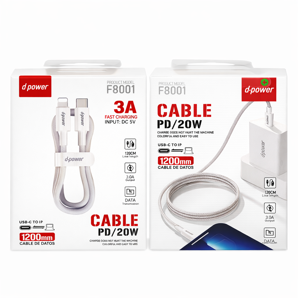 Câble Chargeur Tressé USB-C vers Lightning PD 20W D-Power – Image 2