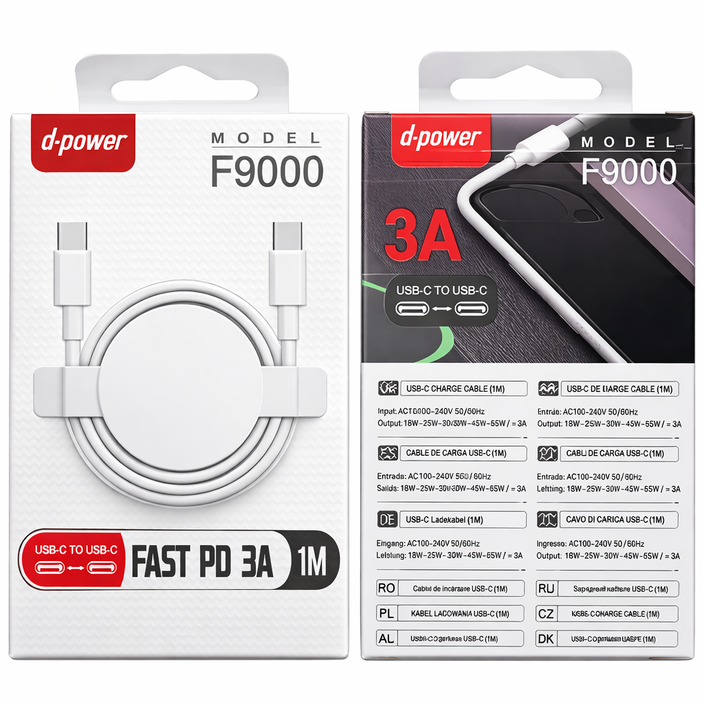 Câble USB-C vers USB-C D-Power F9000 – Charge rapide – Image 2