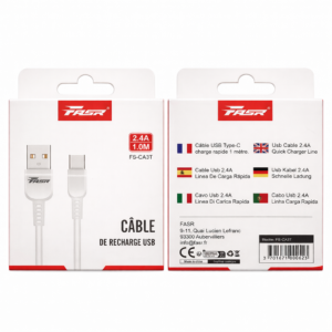 Câble USB Type-C – Charge rapide 2.4A – FASR FS-CA3T