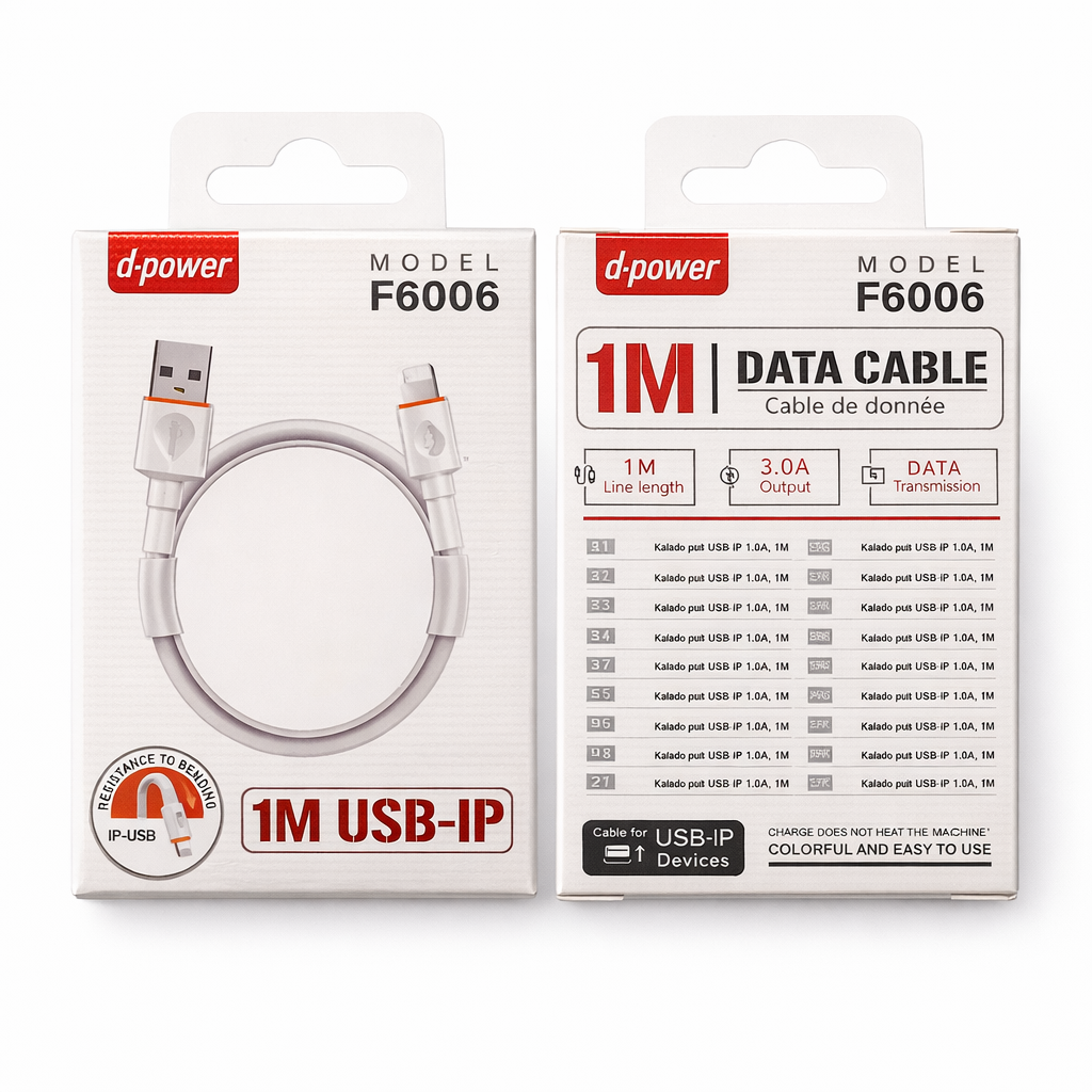 Câble USB vers Lightning 1m D-Power F6006 – Charge Rapide – Image 2