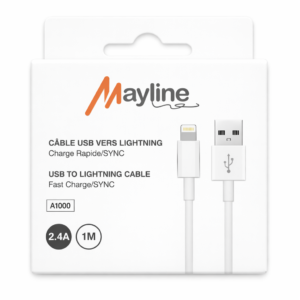Câble USB vers Lightning Mayline A1000 Charge Rapide 1m