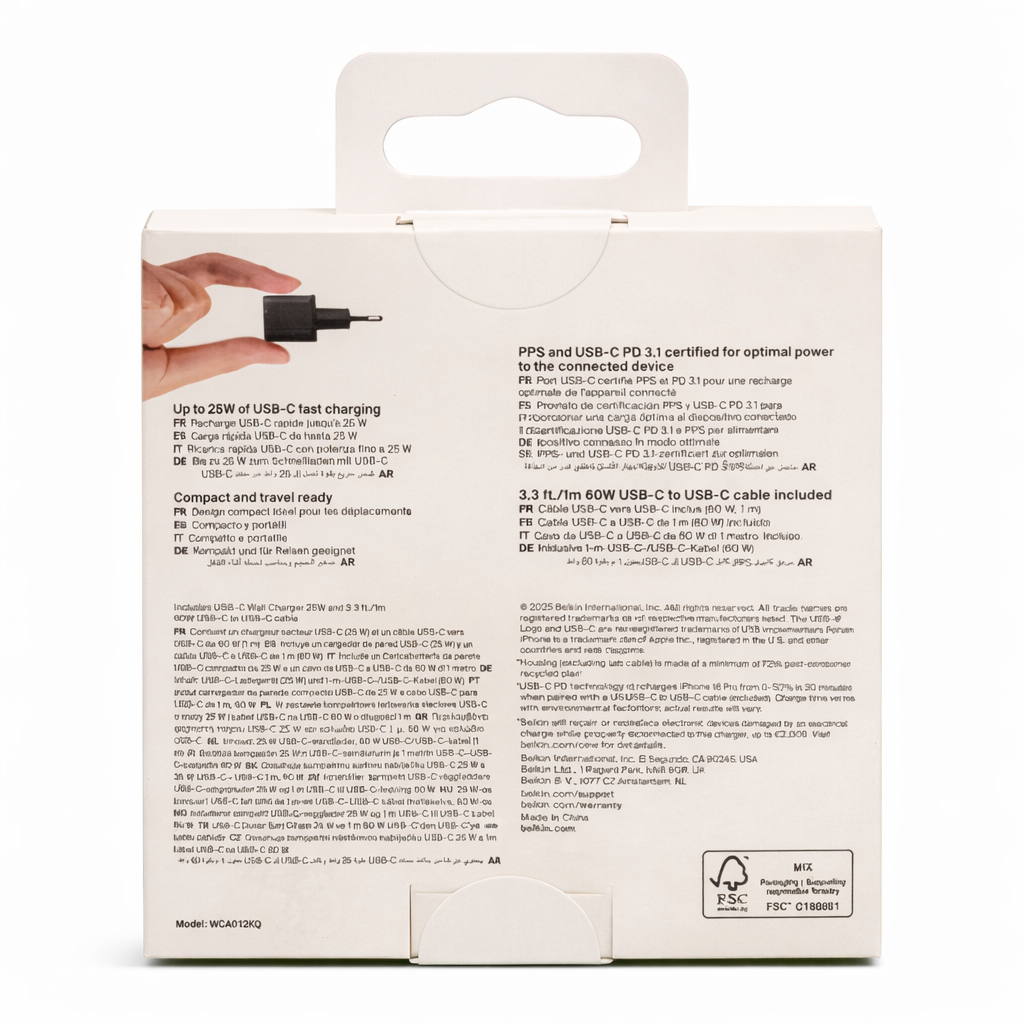Chargeur secteur BELKIN USB-C 25W + Câble USB-C - Noir – Image 3