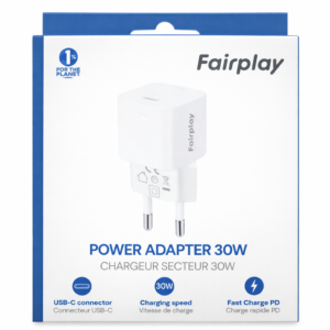 Chargeur secteur USB-C Fairplay 30W – Charge rapide PD-Blanc
