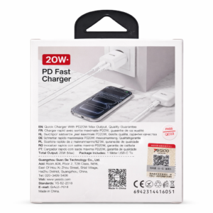 Chargeur Rapide USB-C PD 20W – Double Port (USB-C + USB-A)