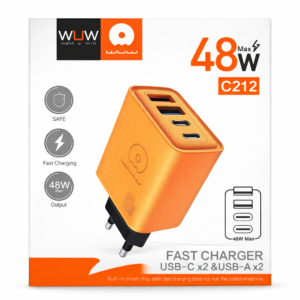 Chargeur Rapide 48W C212 – 4 Ports (USB-C x2 + USB-A x2)