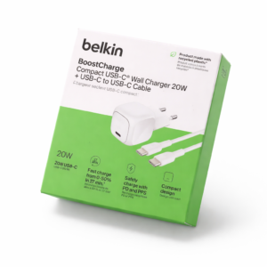 Chargeur secteur USB-C 20W + câble USB-C vers USB-C – Belkin