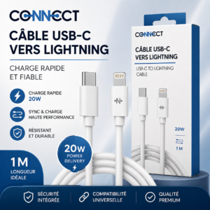 Câble USB-C vers Lightning 20W – 1 m CONNECT