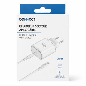 Chargeur secteur USB-C 25W avec câble USB-C vers Lightning