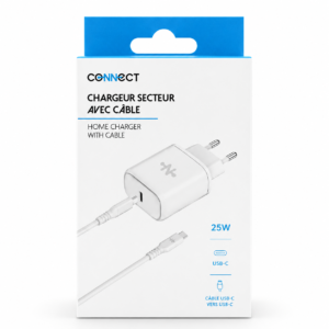 Chargeur secteur USB-C 25W + Câble USB-C vers USB-C 1 m