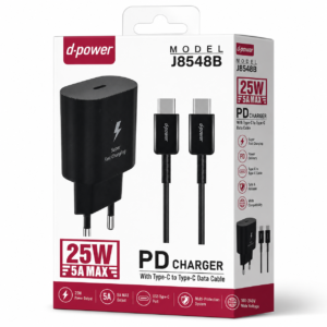 Chargeur Secteur USB-C PD 25W avec Câble USB-C vers USB-C