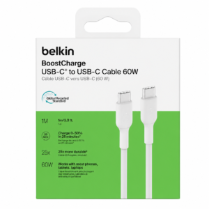 Câble USB-C vers USB-C 60W BELKIN – Charge Rapide – 1 m