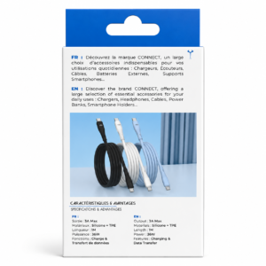 Câble de Charge type USB-C vers USB-C en Silicone 36W – 1 m