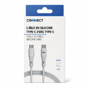 Câble de Charge type USB-C vers USB-C en Silicone 36W – 1 m